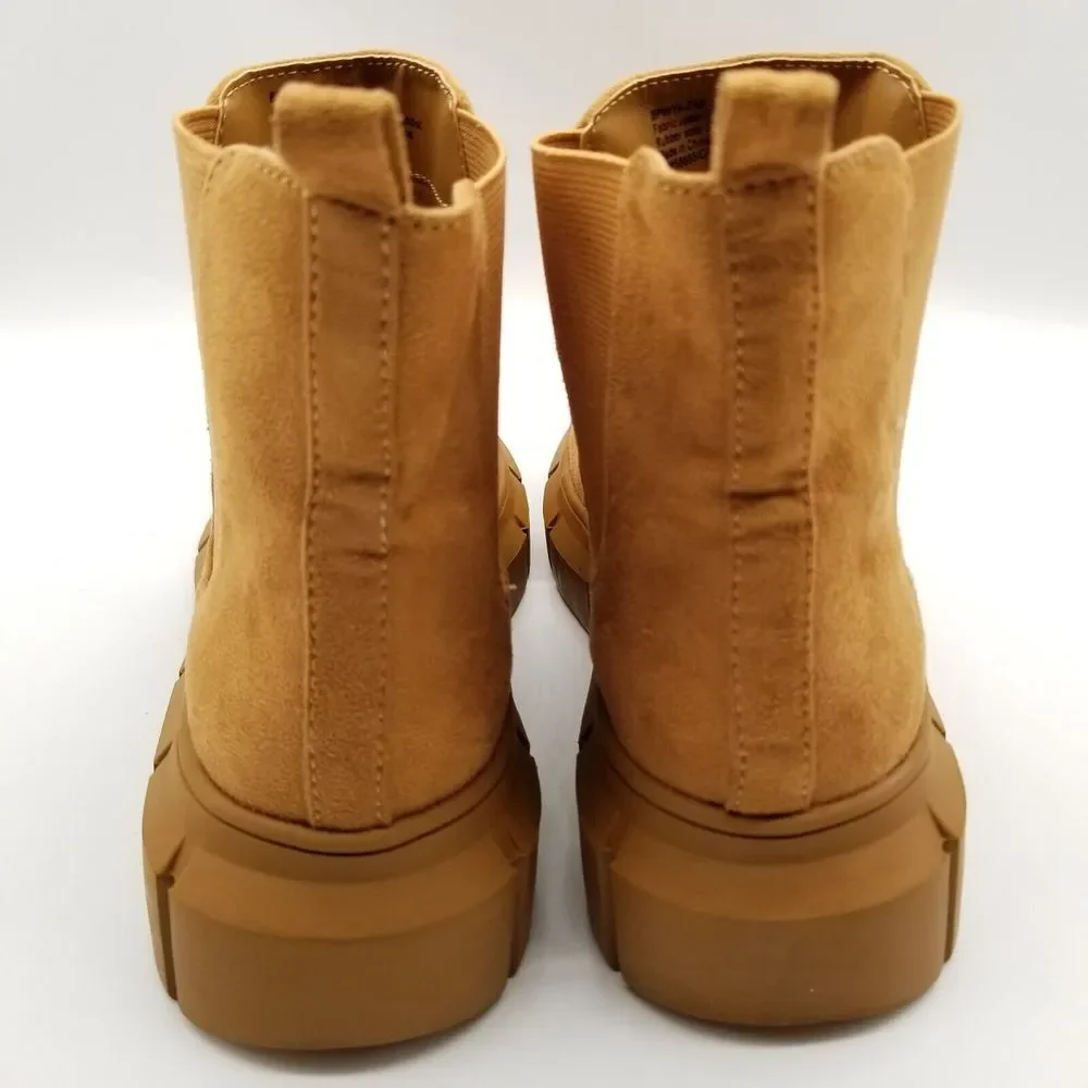 BP. Women Niya Chelsea‎ Ankle Booties Size 5.5 Brown Faux Suede Pull On